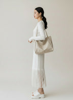 white bone white, beige large bag for studies leather